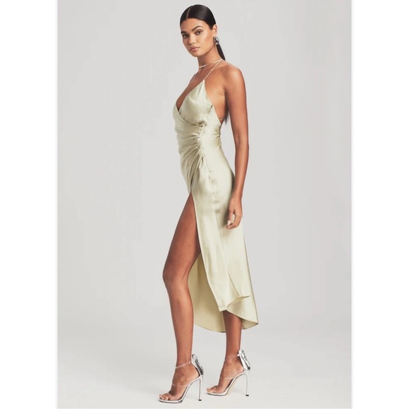 Ser.o.ya Emma Midi silk Evening Dress in Sage in Size Small - Picture 3 of 7